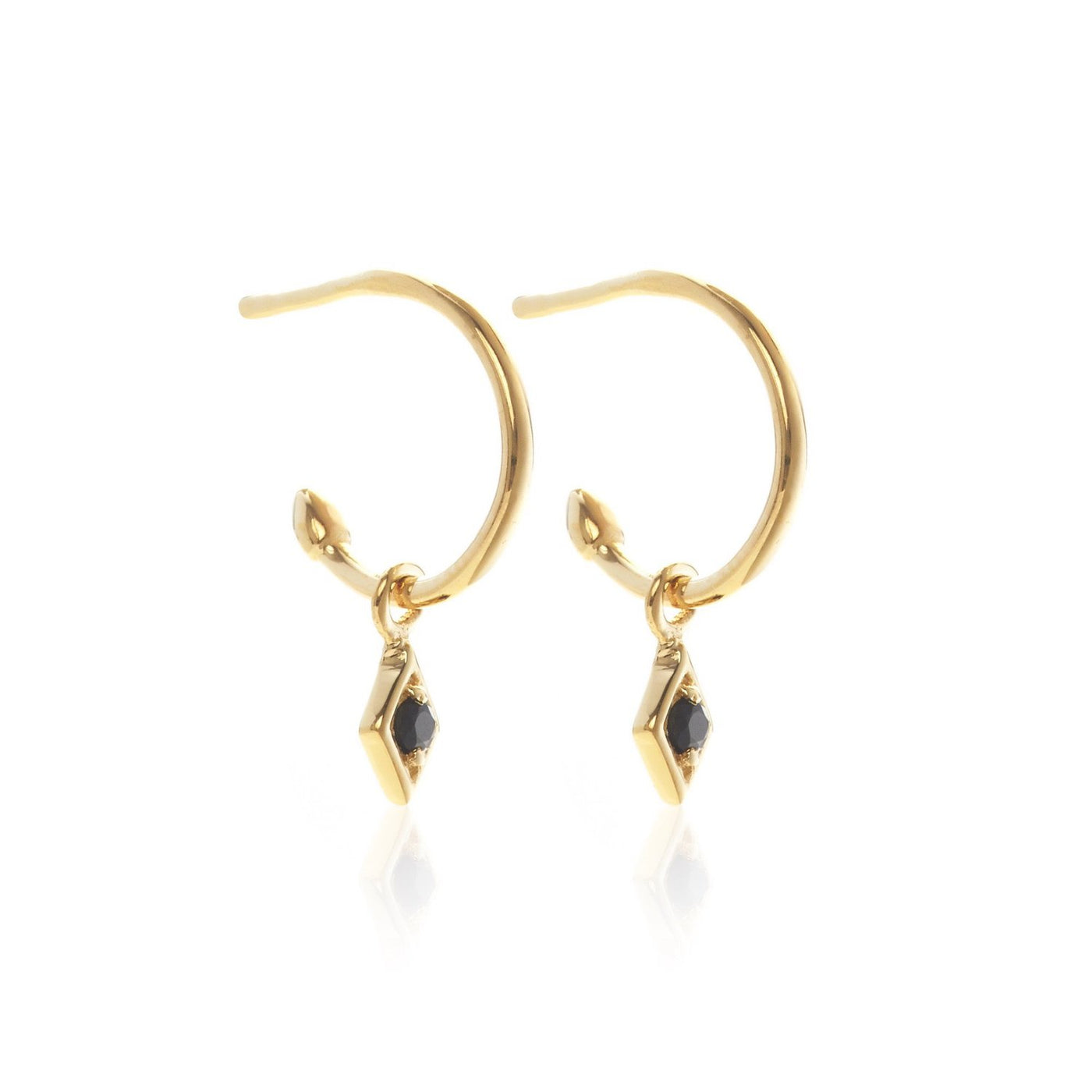 Black spinel gemstone hoop earrings - GP