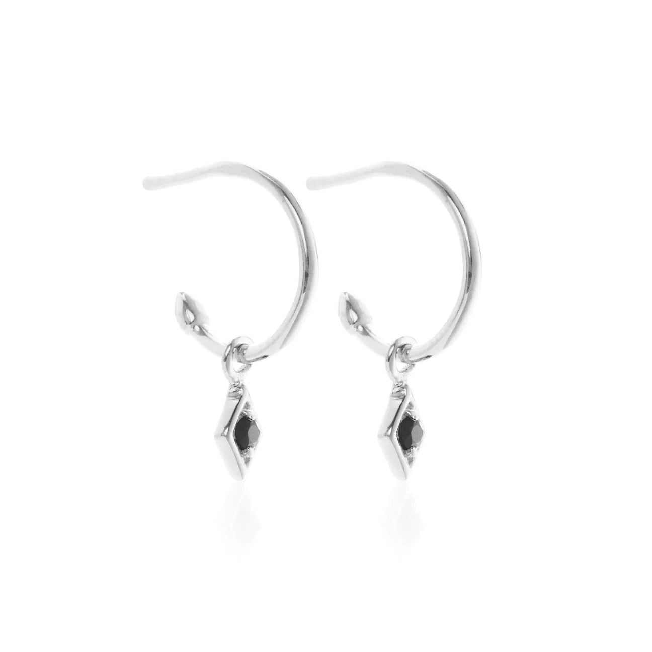 Black spinel gemstone hoop earrings