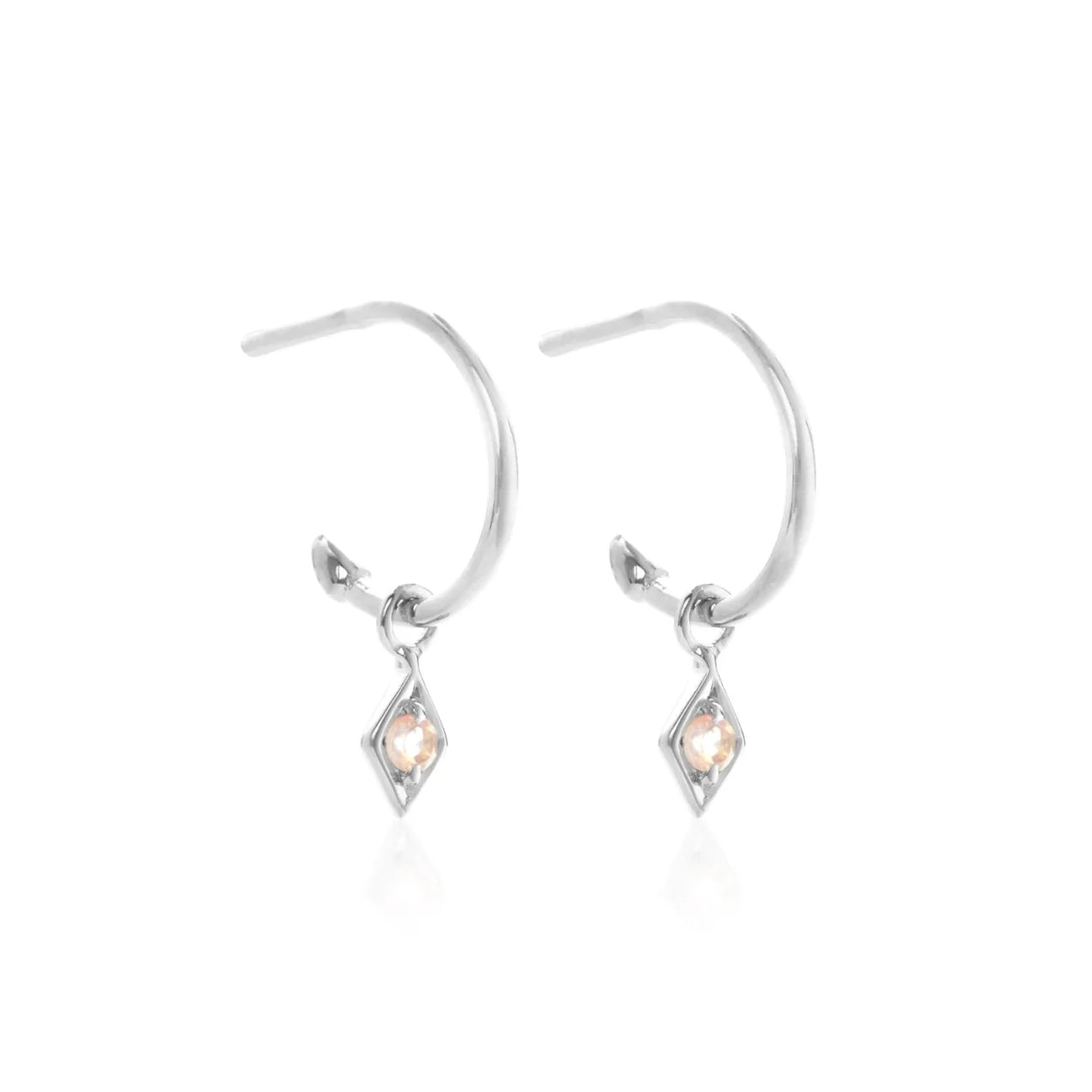 Rose quartz gemstone hoop earrings