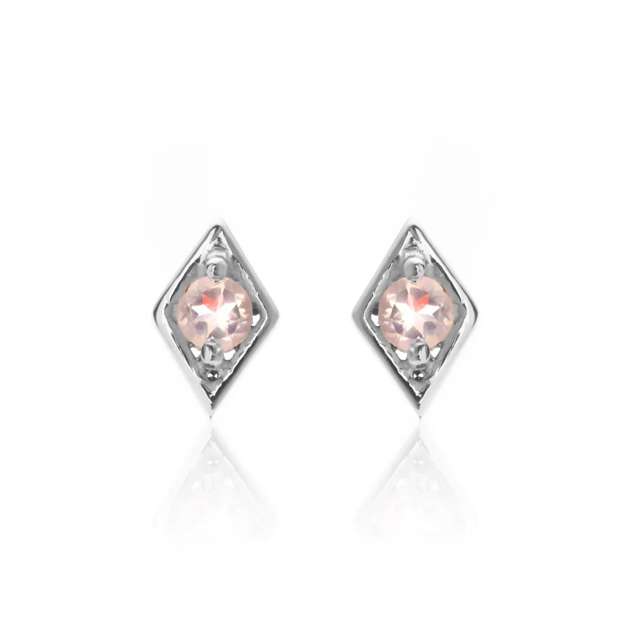 Rose quartz diamond-shaped studs