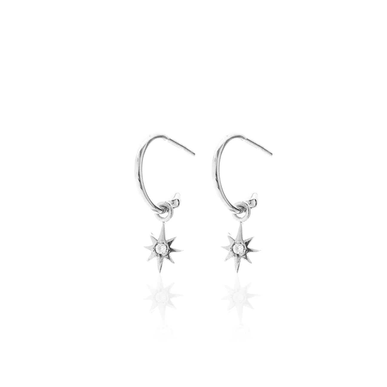Star hoop earrings with white topaz. - RP