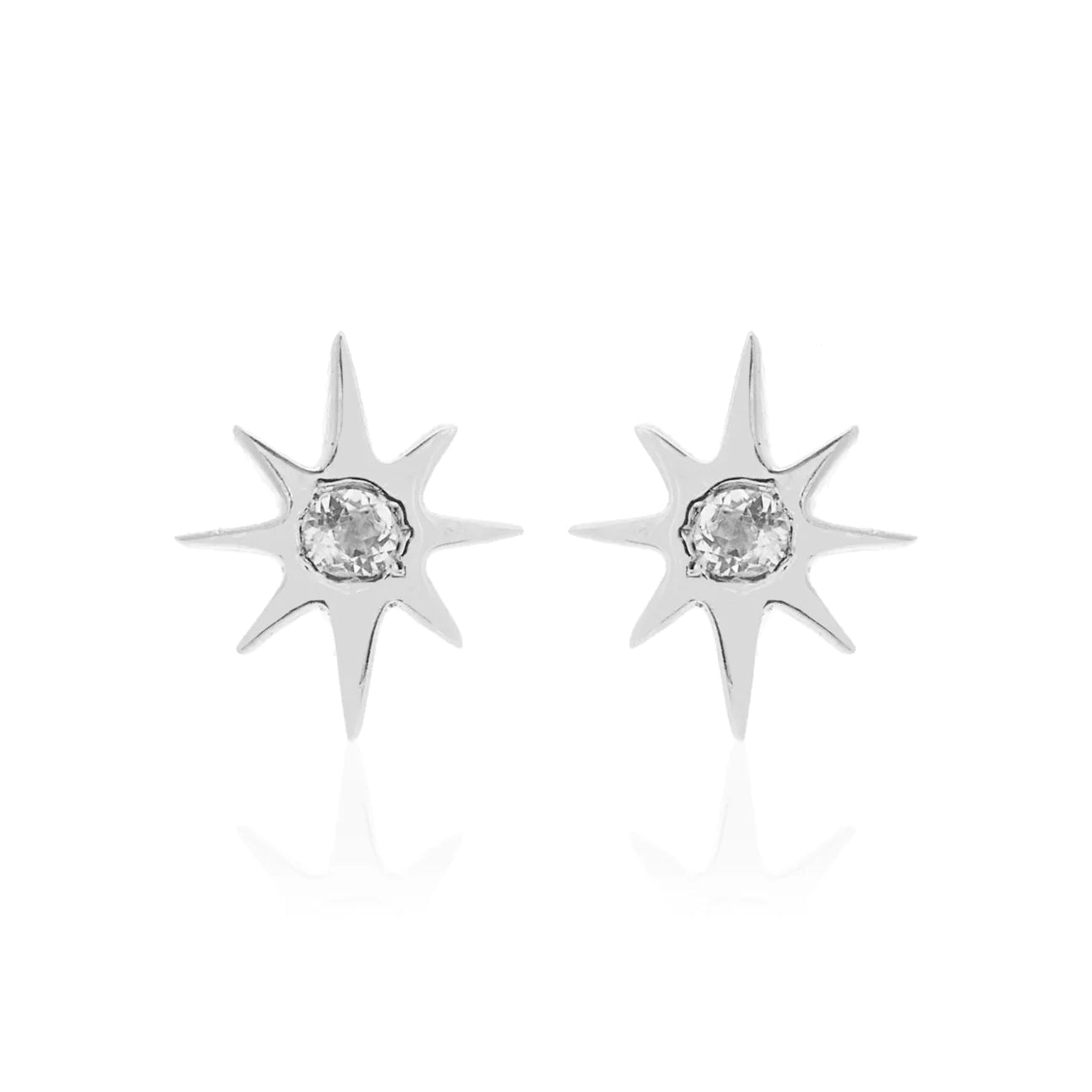 Star stud earrings with white topaz.