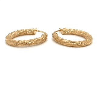 Gold Oval Fancy Twist Earrings