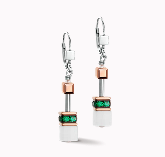 White, Rose Gold & Emerald earrings
