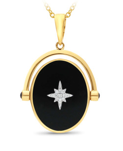 Onyx Pearl and Diamond Pendant