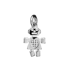 Mini Girl Robot Charm Silver
