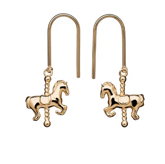 Mini Carousel Horse Earrings Gold
