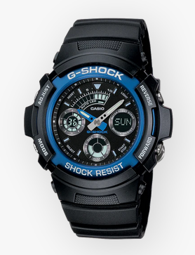 Mens Black G- Shock with Blue accent