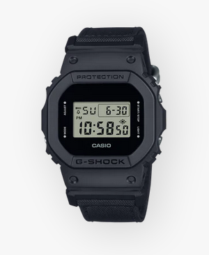 Mens Black G-Shock watch with cloth band