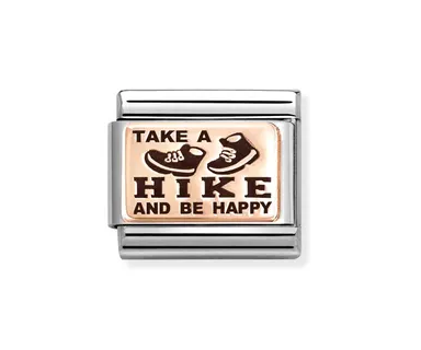 "Take a hike and be happy" with Boots in black enamel.