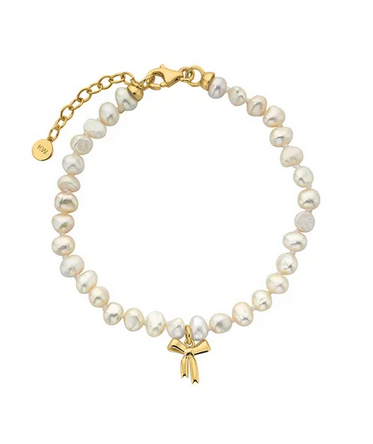 Petite Bow with Pearls Bracelet Gold-Plated