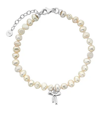 Petite Bow with Pearls Bracelet Silver