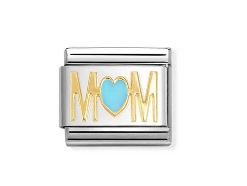 Mum with blue heart symbol
