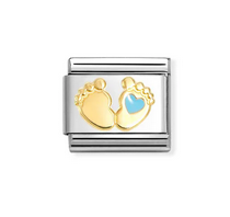 Baby feet with blue heart symbol