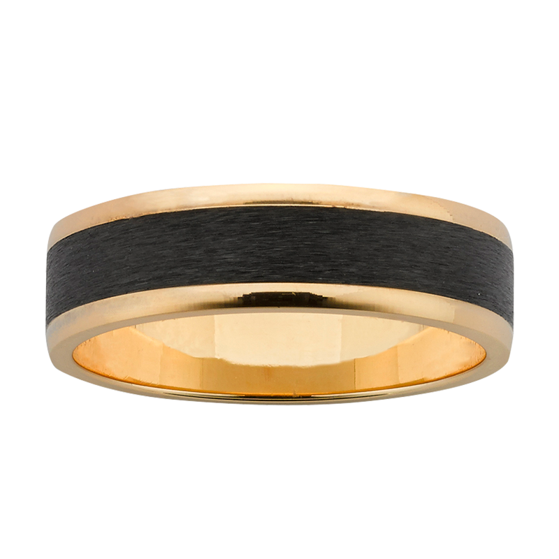 Carbon 9ct gold band