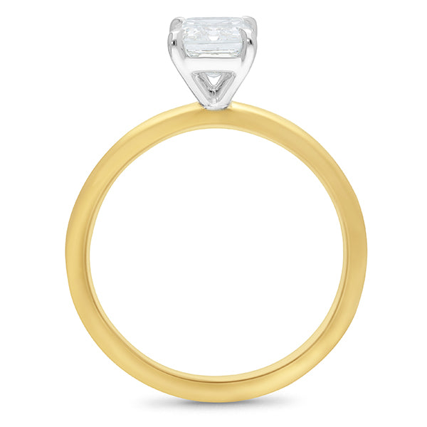 18ct Yellow and White Multi Coloured Gold Emerald Diamond Ring