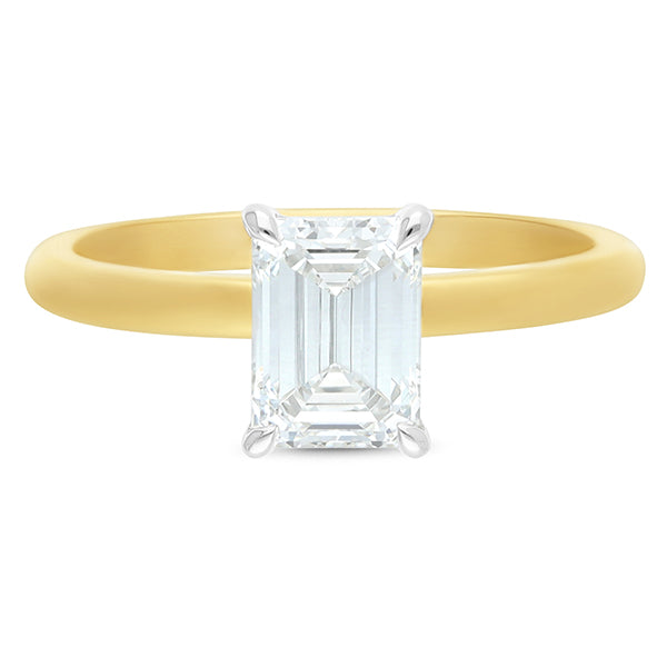 18ct Yellow and White Multi Coloured Gold Emerald Diamond Ring