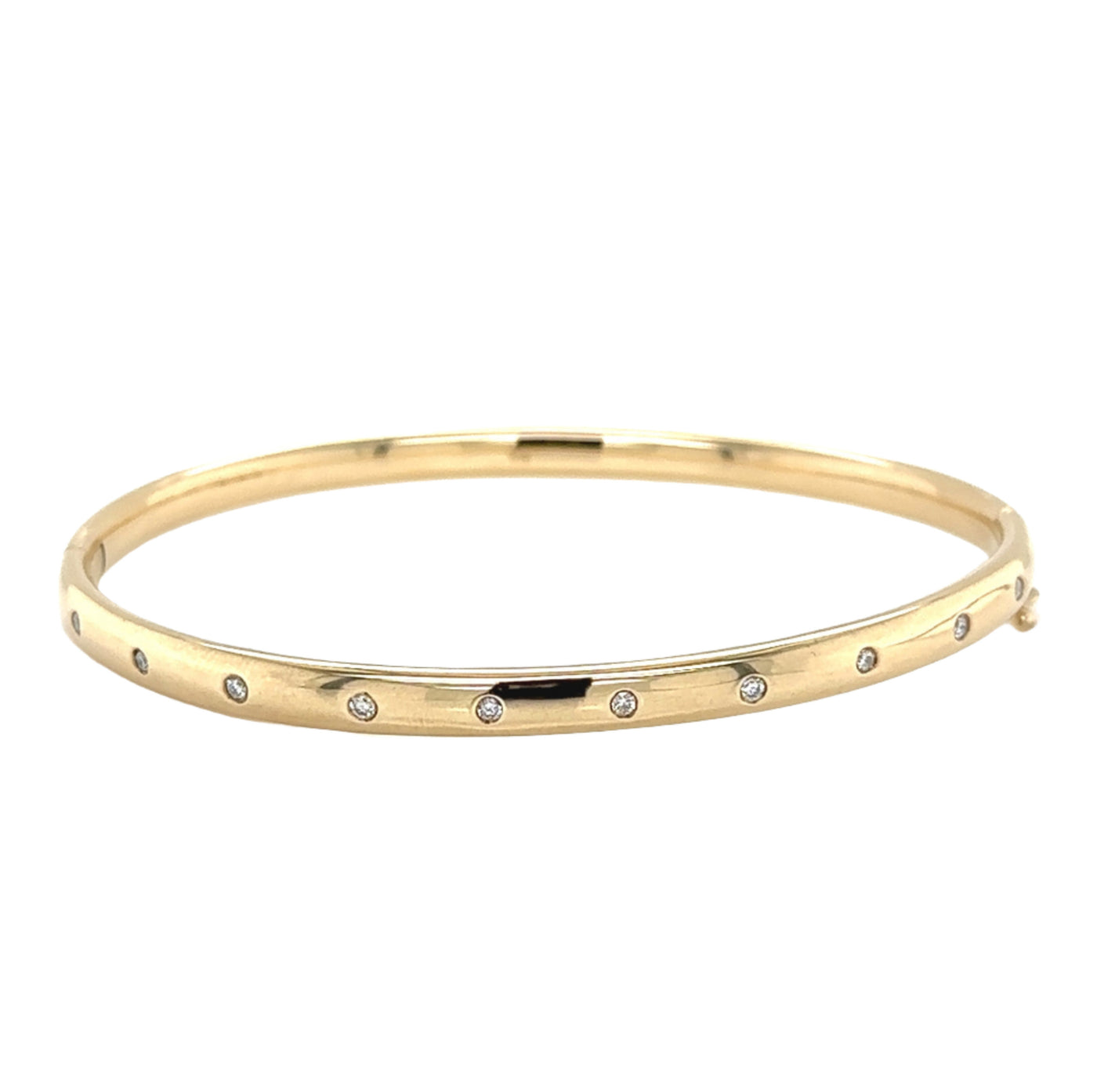 9ct Gold Hinge Bangle with Diamonds