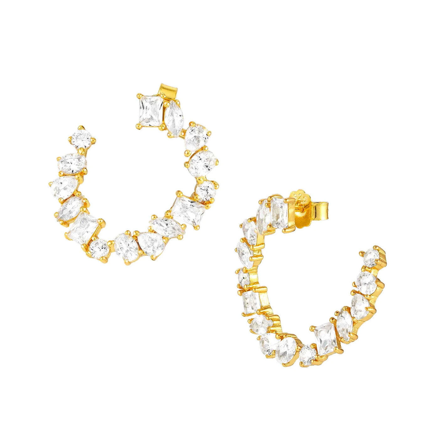 Colour wave 18ct yellow gold plated SS & CZ earrings
