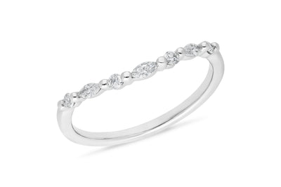 The Greta - Marquis & Round Briiliant Cut Diamond Curved Band Ring
