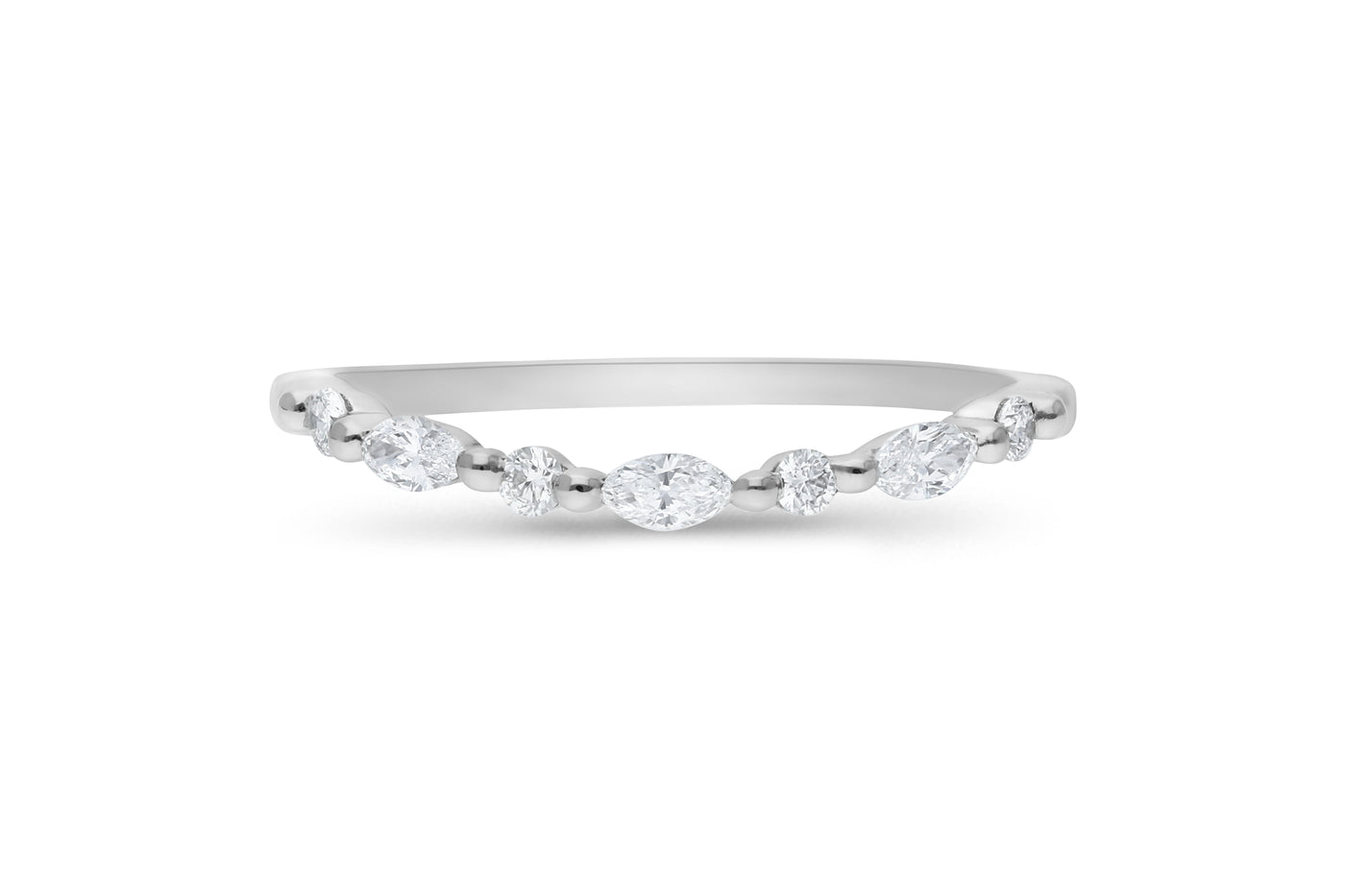The Greta - Marquis & Round Briiliant Cut Diamond Curved Band Ring