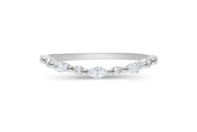 The Greta - Marquis & Round Briiliant Cut Diamond Curved Band Ring