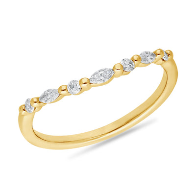 The Greta - Marquis & Round Briiliant Cut Diamond Curved Band Ring