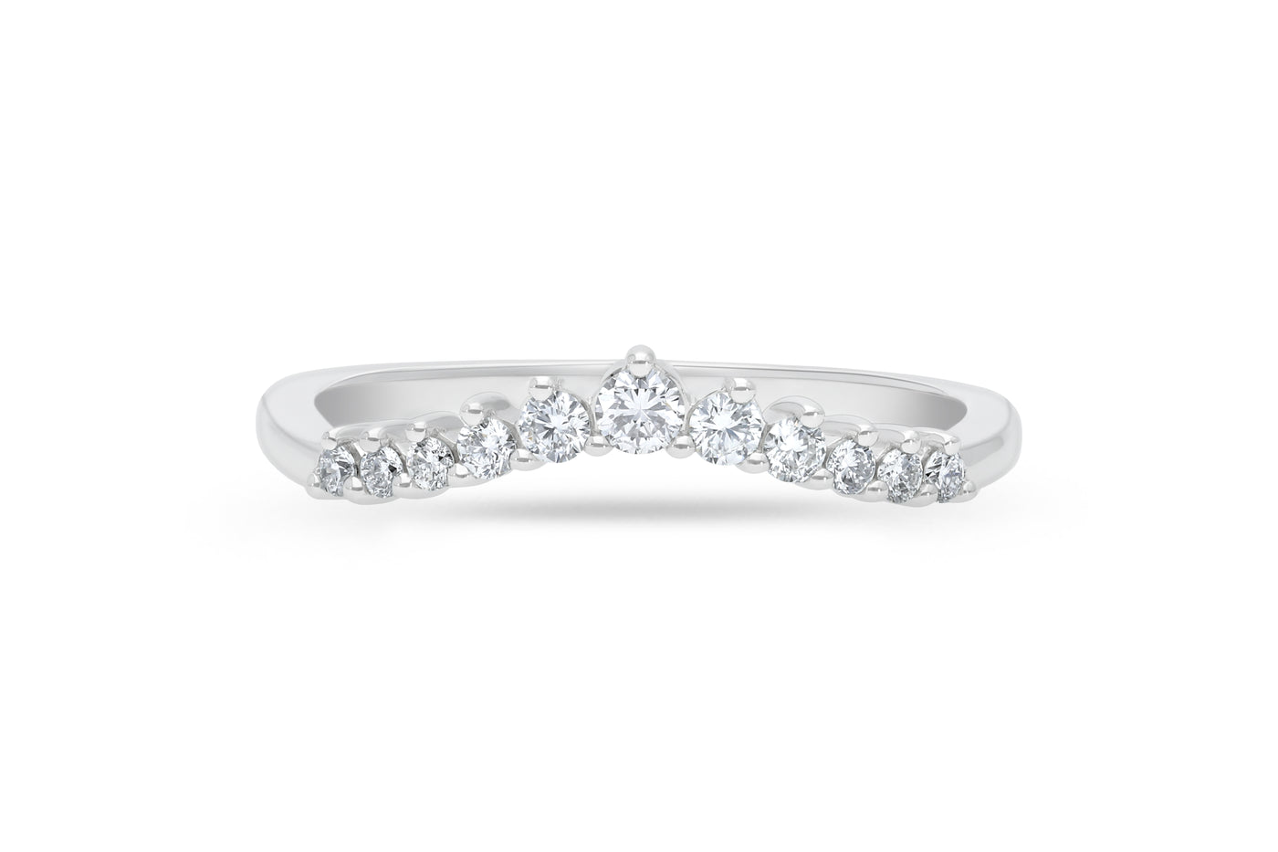 The Flora - Round Brilliant Cut Diamond Curved Band Ring
