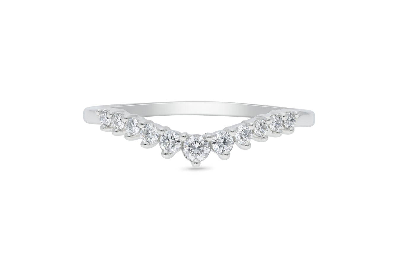 The Flora - Round Brilliant Cut Diamond Curved Band Ring