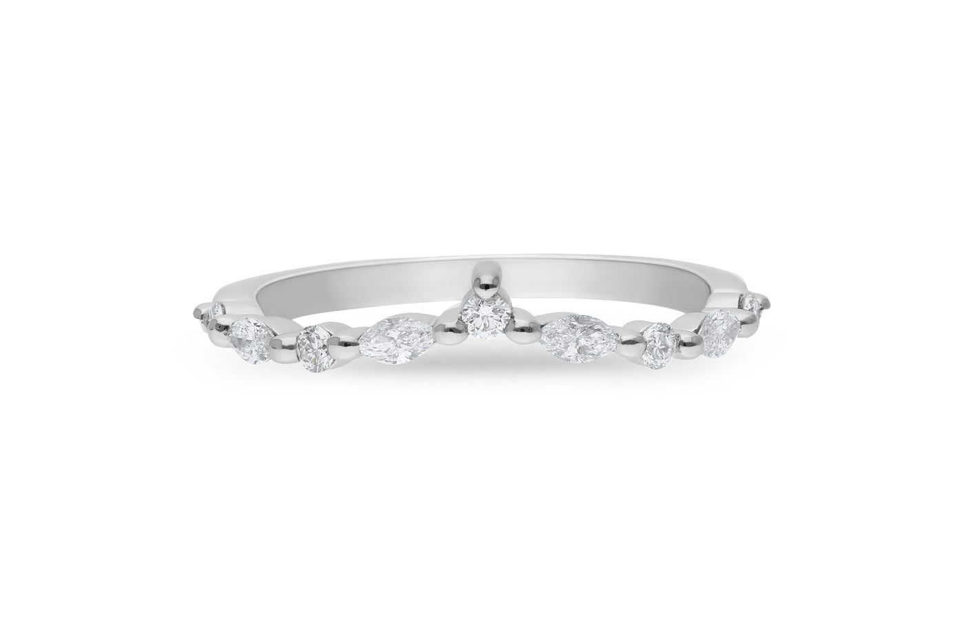 The Eira - Round Briiliant & Marquis Cut Diamond Curved Band Ring
