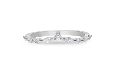 The Eira - Round Briiliant & Marquis Cut Diamond Curved Band Ring