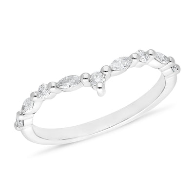 The Eira - Round Briiliant & Marquis Cut Diamond Curved Band Ring