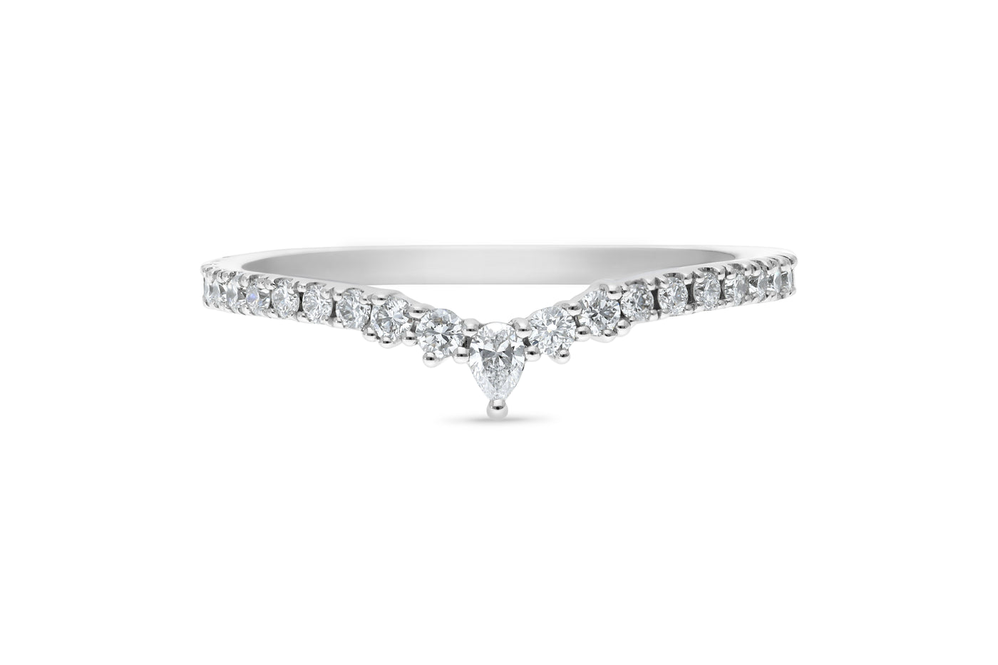The Demi - Pear & Round Briiliant Cut Diamond Curved Band Ring