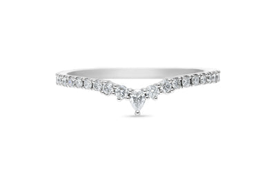 The Demi - Pear & Round Briiliant Cut Diamond Curved Band Ring