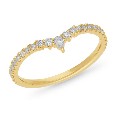 The Demi - Pear & Round Briiliant Cut Diamond Curved Band Ring