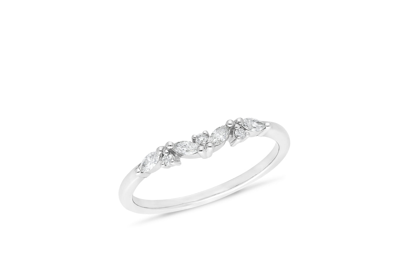 The Coralie - Round Briiliant & Marquis Cut Diamond Curved Band Ring