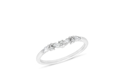 The Coralie - Round Briiliant & Marquis Cut Diamond Curved Band Ring