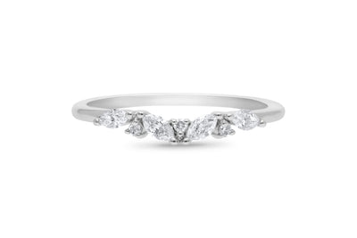The Coralie - Round Briiliant & Marquis Cut Diamond Curved Band Ring