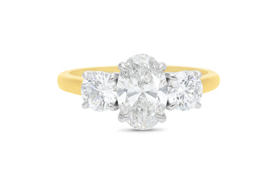 The Vivienne - Oval & Round Brilliant Cut Diamond Three Stone Ring