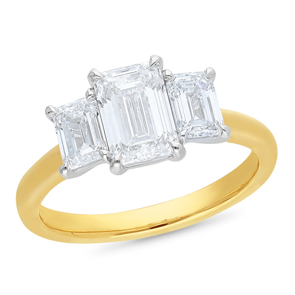 The Delilah - Radiant Cut Diamond Three Stone Ring