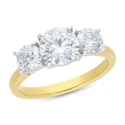 The Ophelia - Round Brilliant Cut Diamond Three Stone Ring
