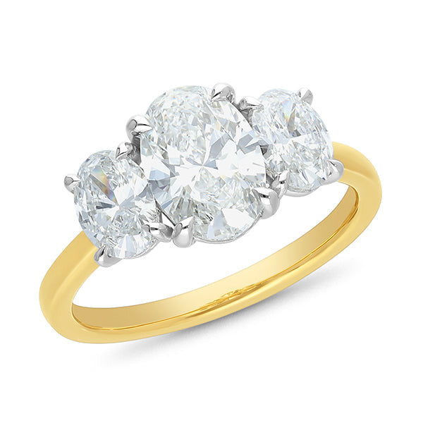 The Zara - Oval Brilliant Cut Diamond Three Stone Ring