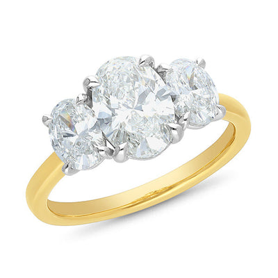 The Zara - Oval Brilliant Cut Diamond Three Stone Ring