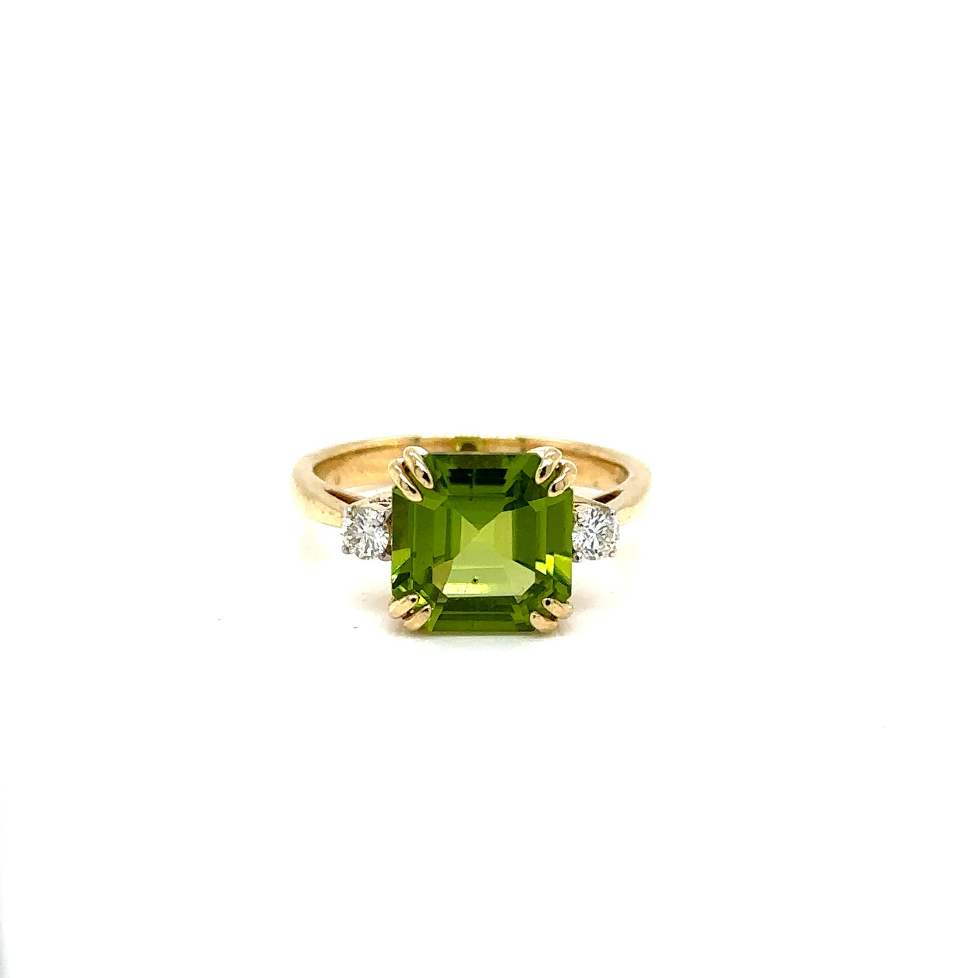 Emerald Cut Peridot Ring - 9YG - Filigree