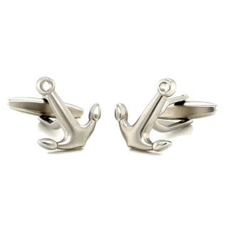 Burnished silver anchor cuff links