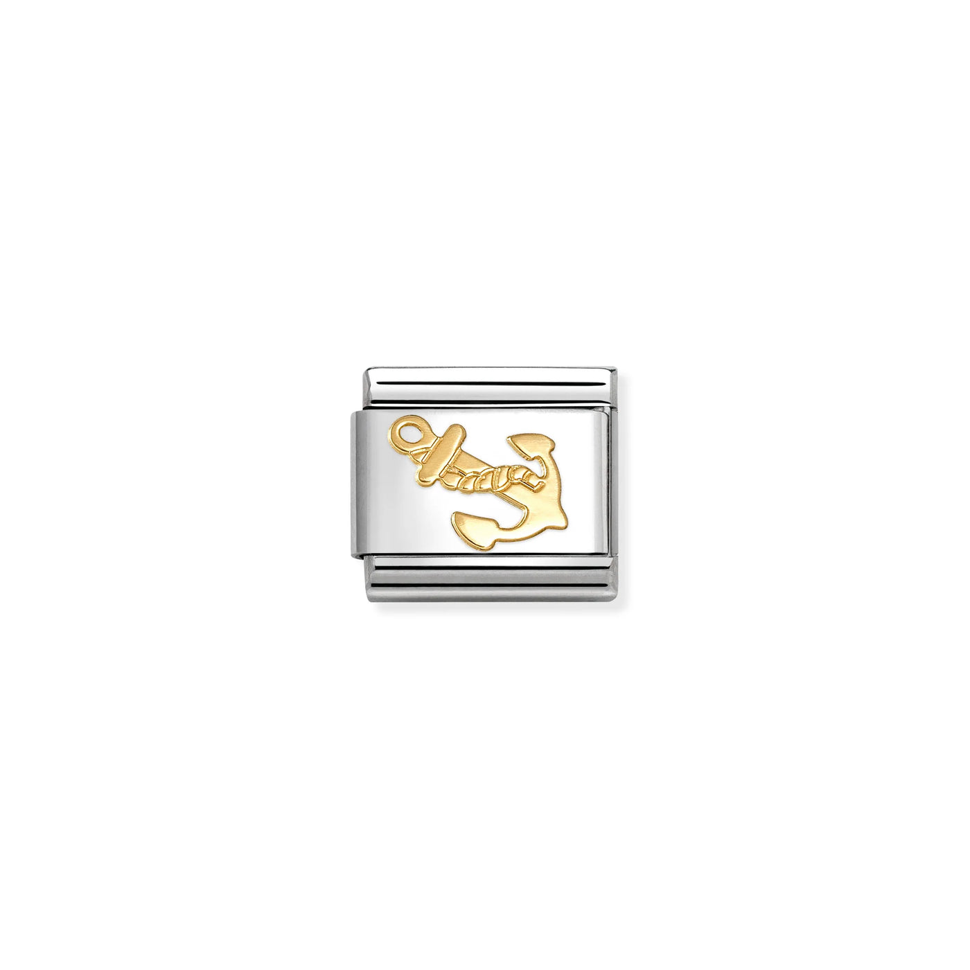 Anchor symbol in 18K gold on stainless steel.