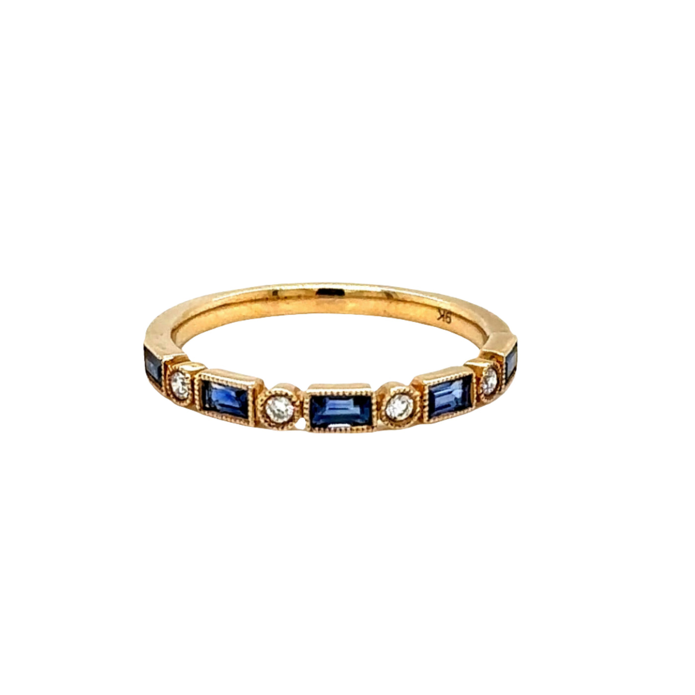 Blue Sapphire Baguette and Diamond Rings