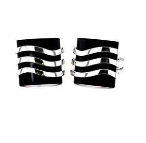 silver and black agate cufflinks