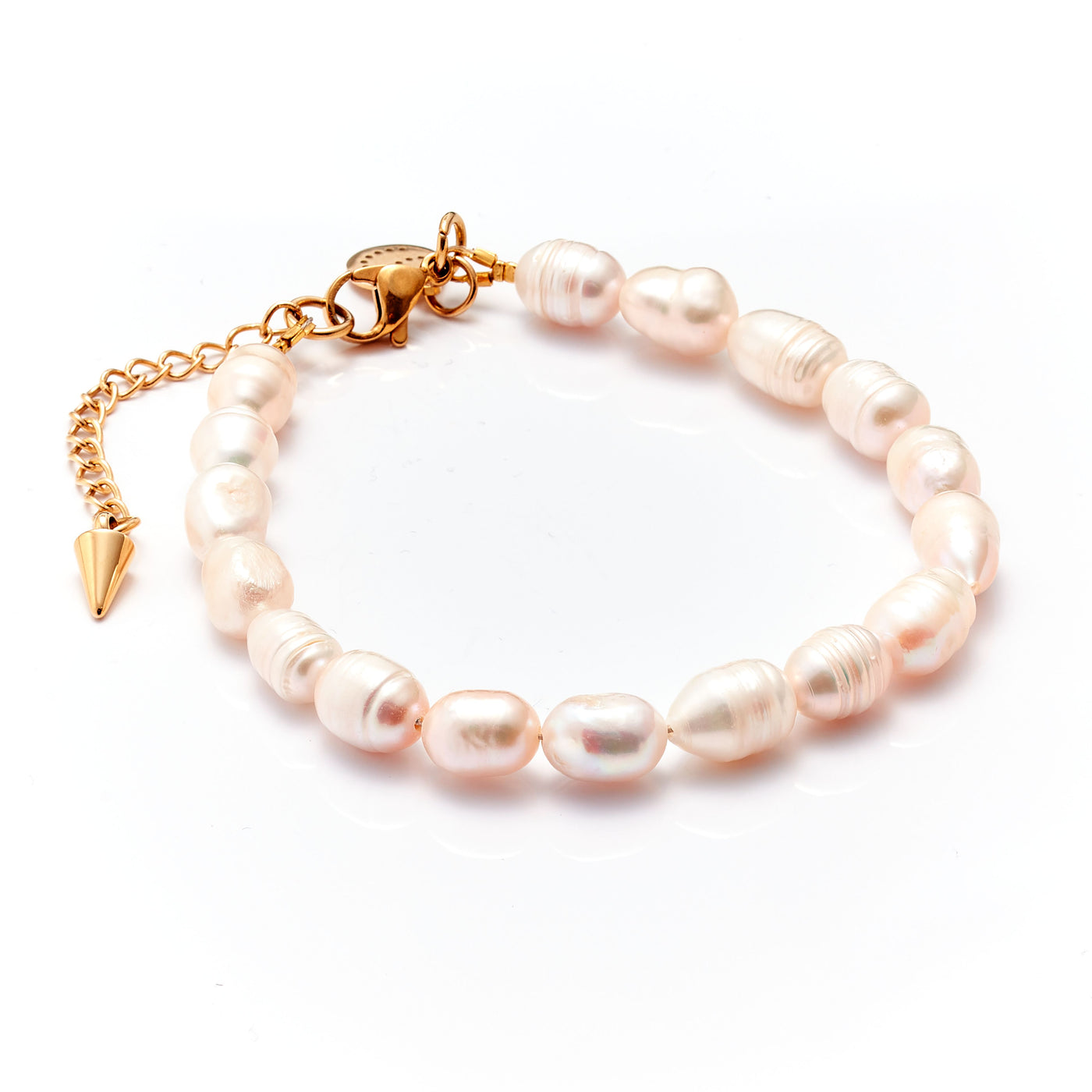 Blanc / Bracelet / Pearl + Stainless Steel Gold Plated