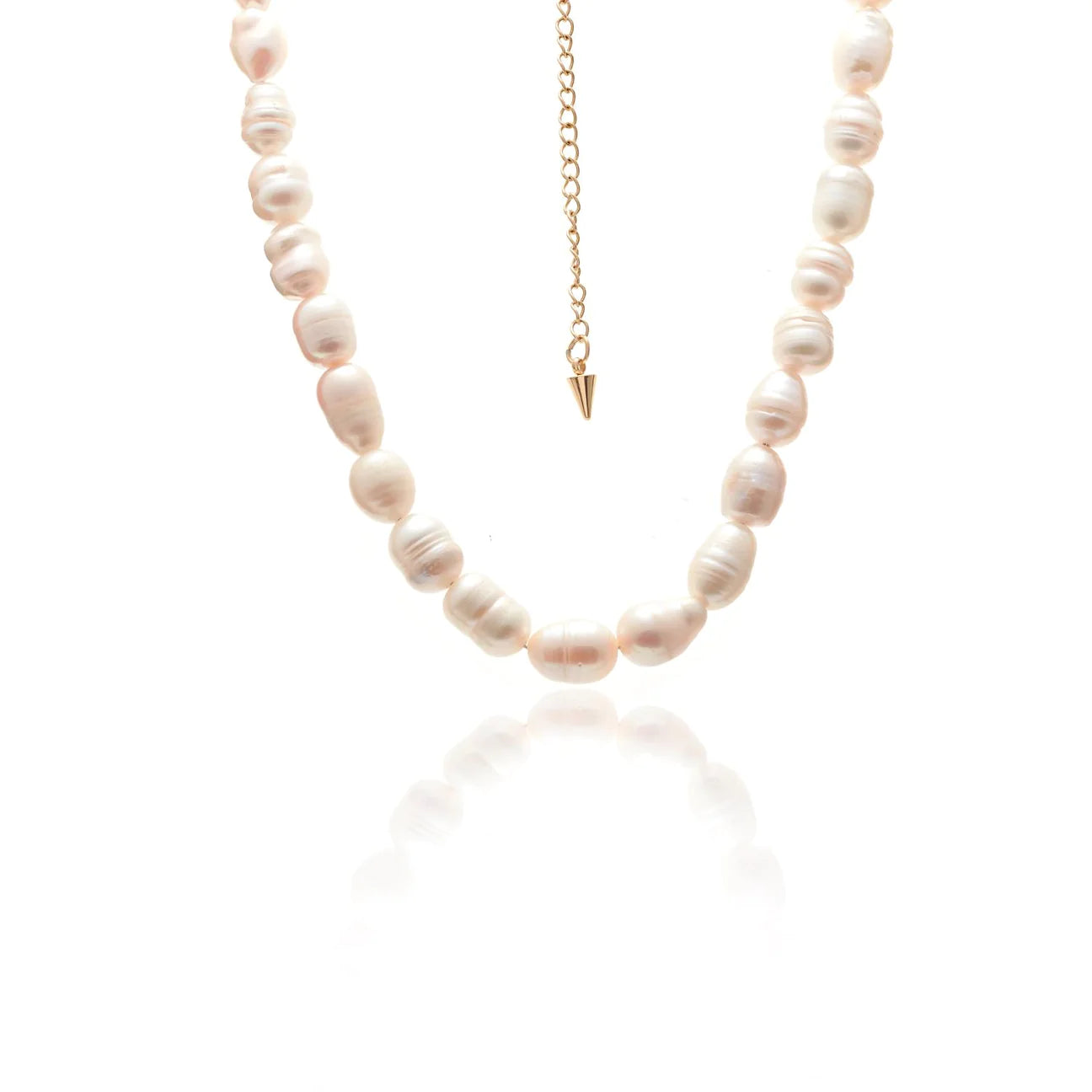 Blanc / Necklace / Pearl + Stainless Steel Gold Plated